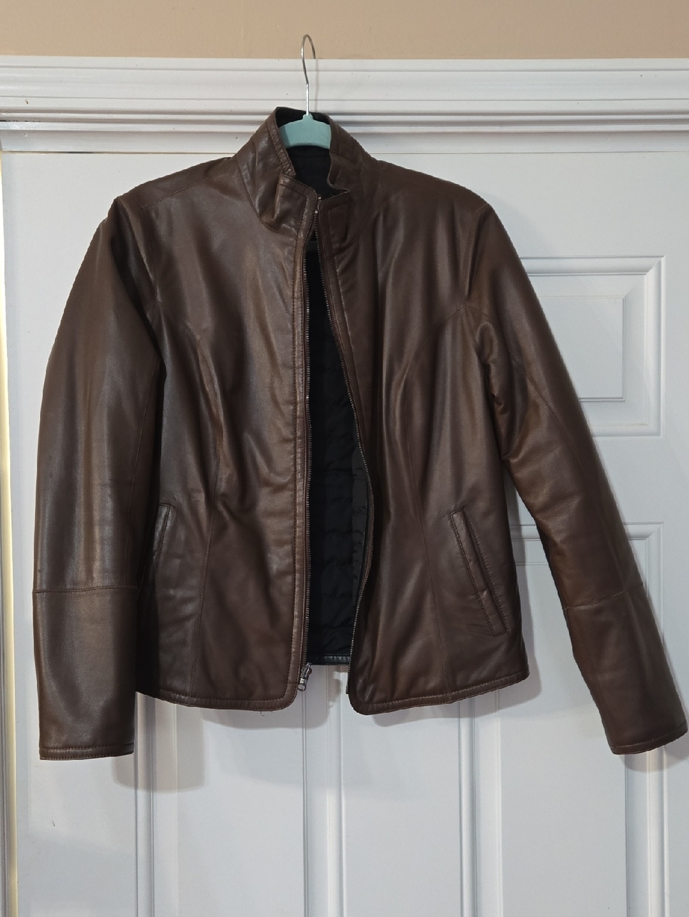 Womens Overland Virginia Reversible Brown Leather Jacket